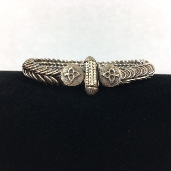 Gorgeous! RARE VINTAGE RAJASTHANI Sterling Screw Clasp 7" - Picture 3 of 8